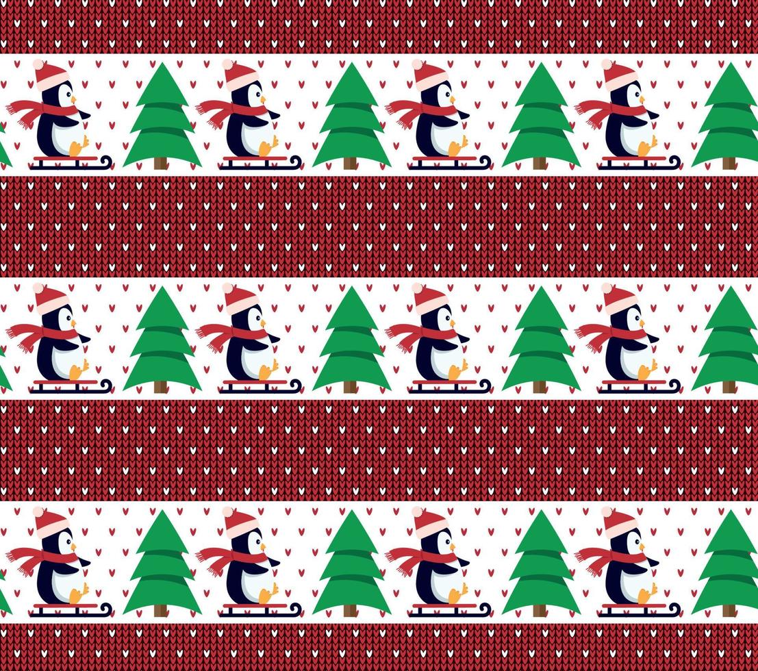 Knitted Christmas and New Year pattern. Wool Knitting Sweater Design. Wallpaper wrapping paper textile print. vector