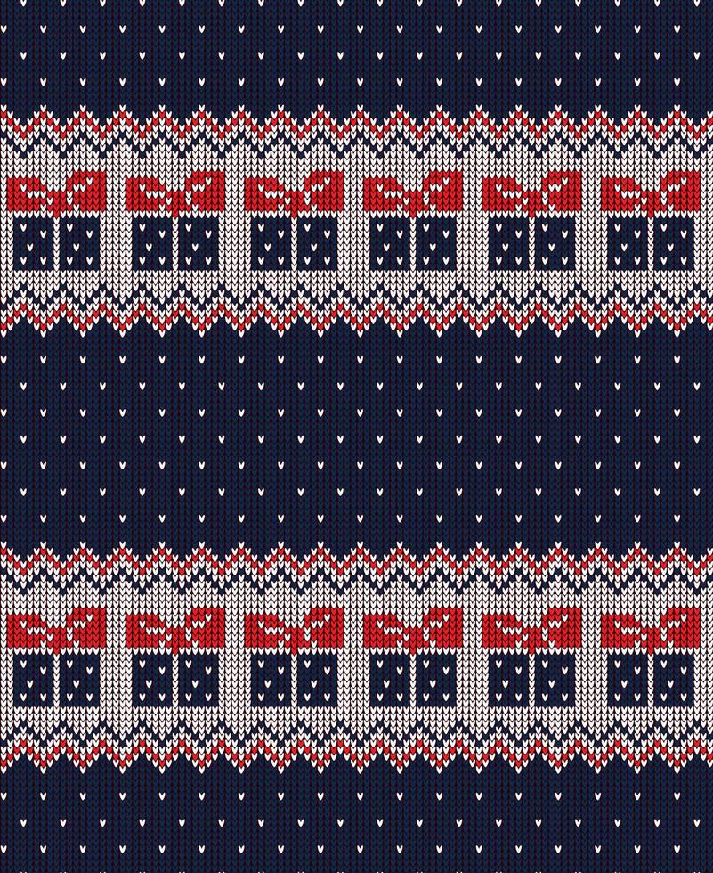 Knitted Christmas and New Year pattern vector