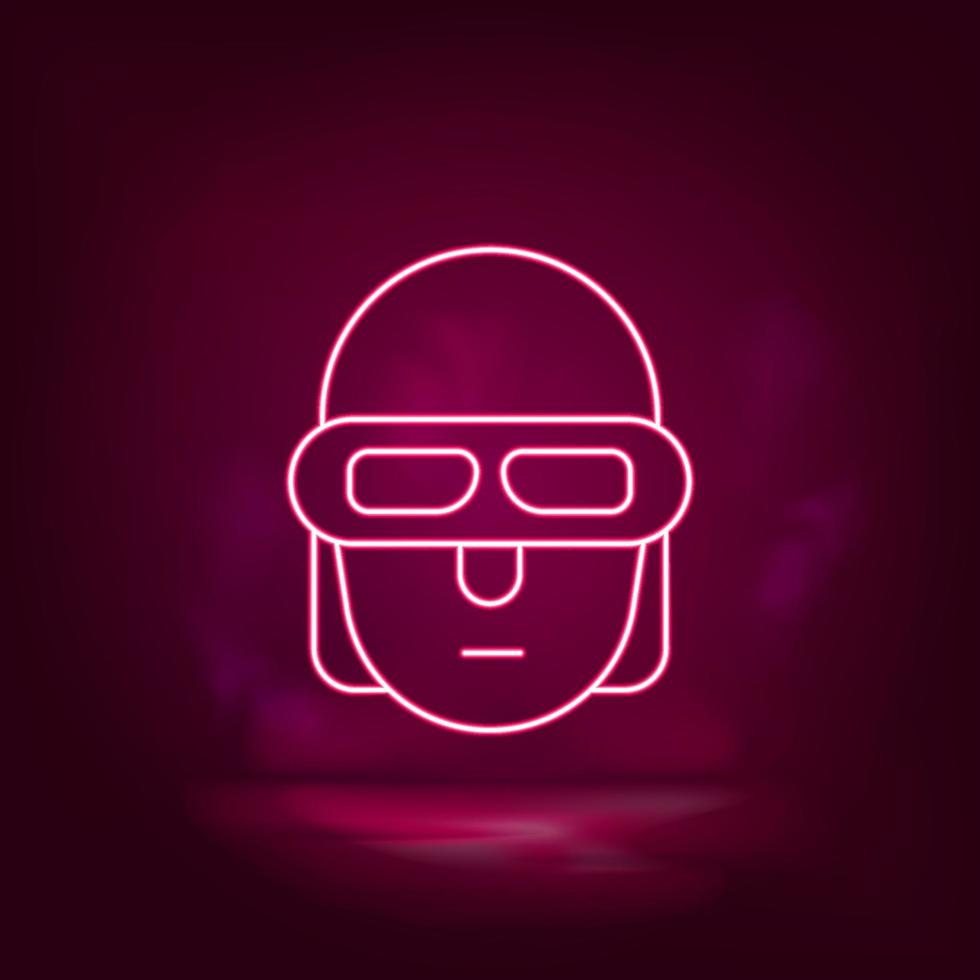 Terminator, smart neon icon - vector. Artificial intelligence vector