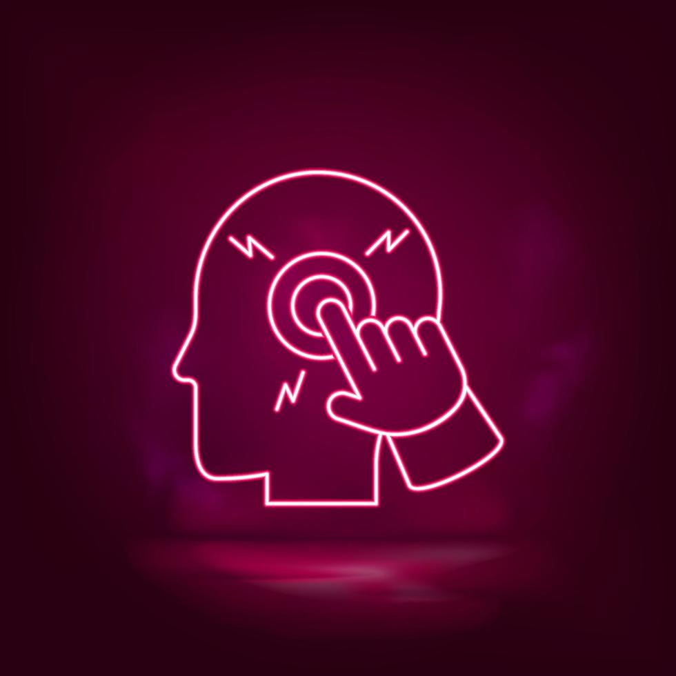 Computer, down, shut, smart, brain man neon icon - vector Artificial intelligence