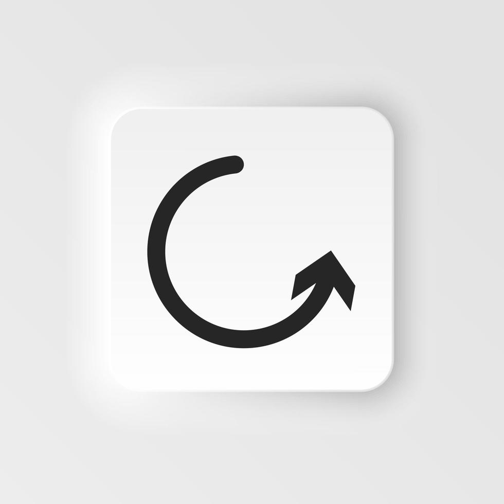 Arrow neumorphic style vector icon. Vector illustration of arrow icon on white background. Neumorphism, neumorphic style icon