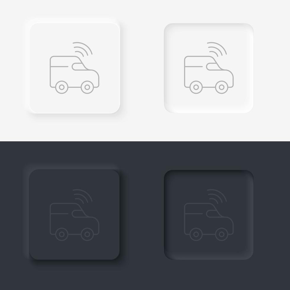 Car, gps, drive, smart icon - Vector. Artificial intelligence neumorphic style vector icon set