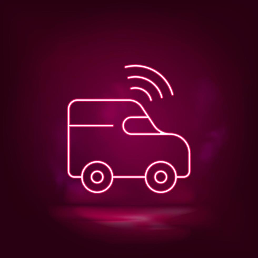 Car, gps, drive, smart neon icon - vector Artificial intelligence