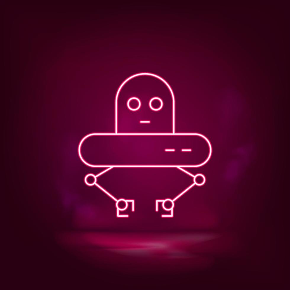 Robot, ufo neon icon - vector. Artificial intelligence vector