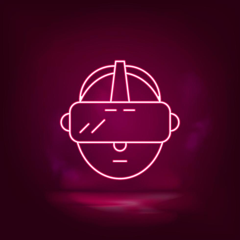 vr, sombrero, hombre icono de neón - inteligencia artificial vectorial vector