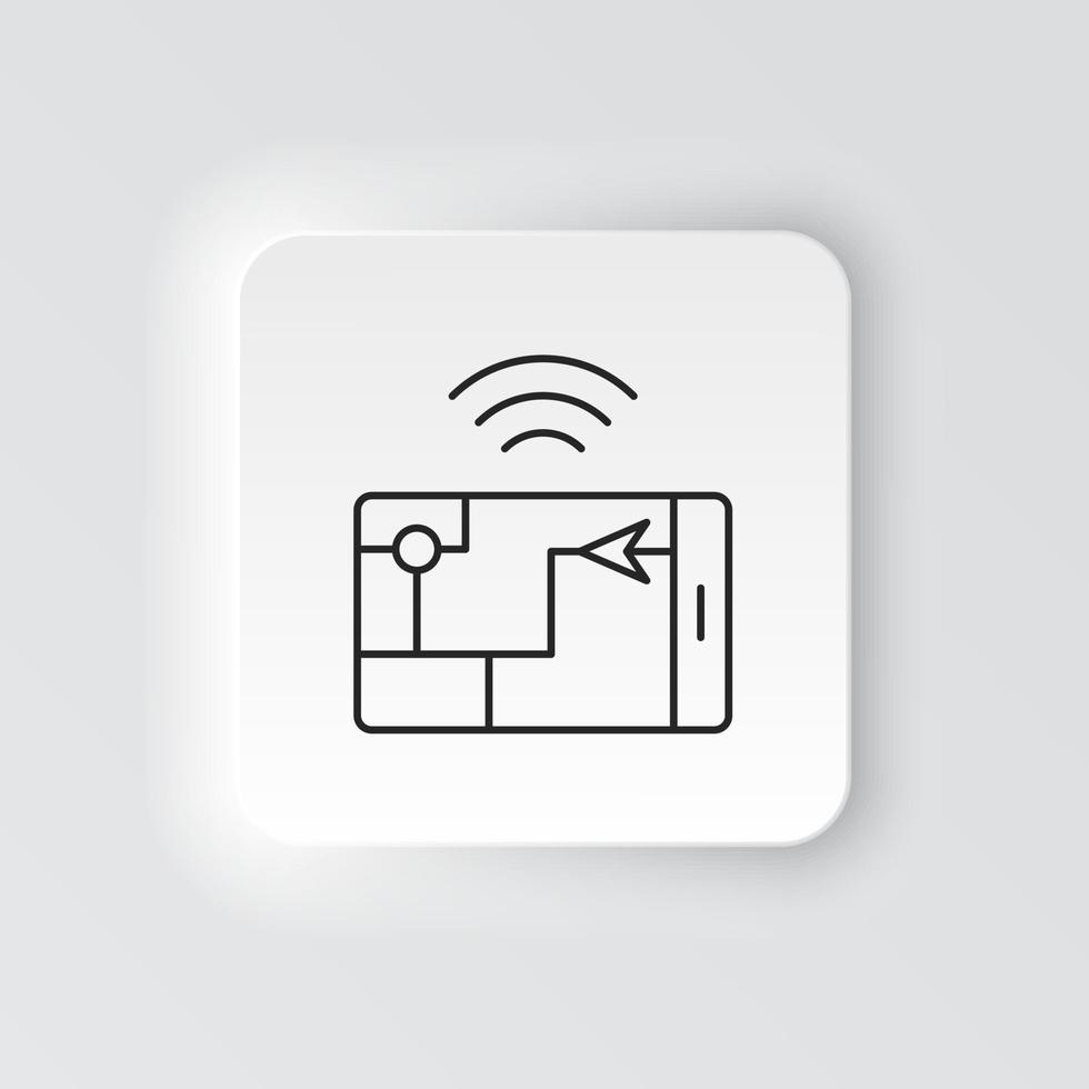 Gps, smart, location icon - Vector. Artificial intelligence neumorphic style vector icon on white background