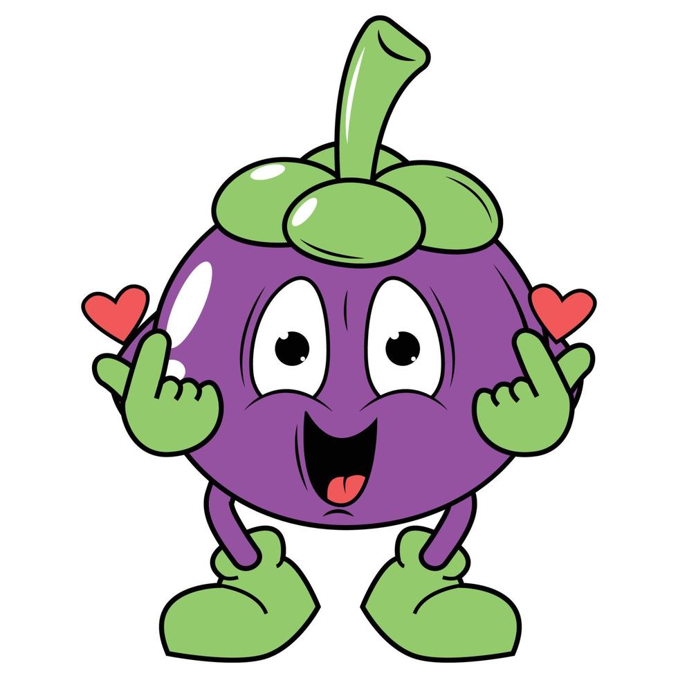 cute mangosteen cartoon illustration vector