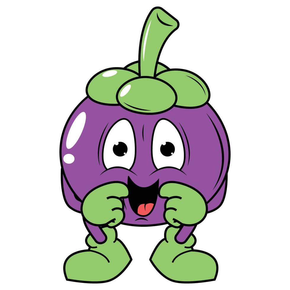 cute mangosteen cartoon illustration vector