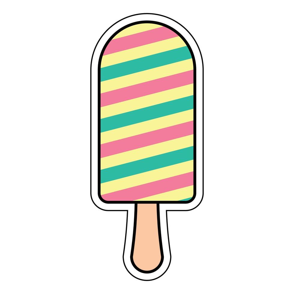 cute ice cream sticker grahphic vector