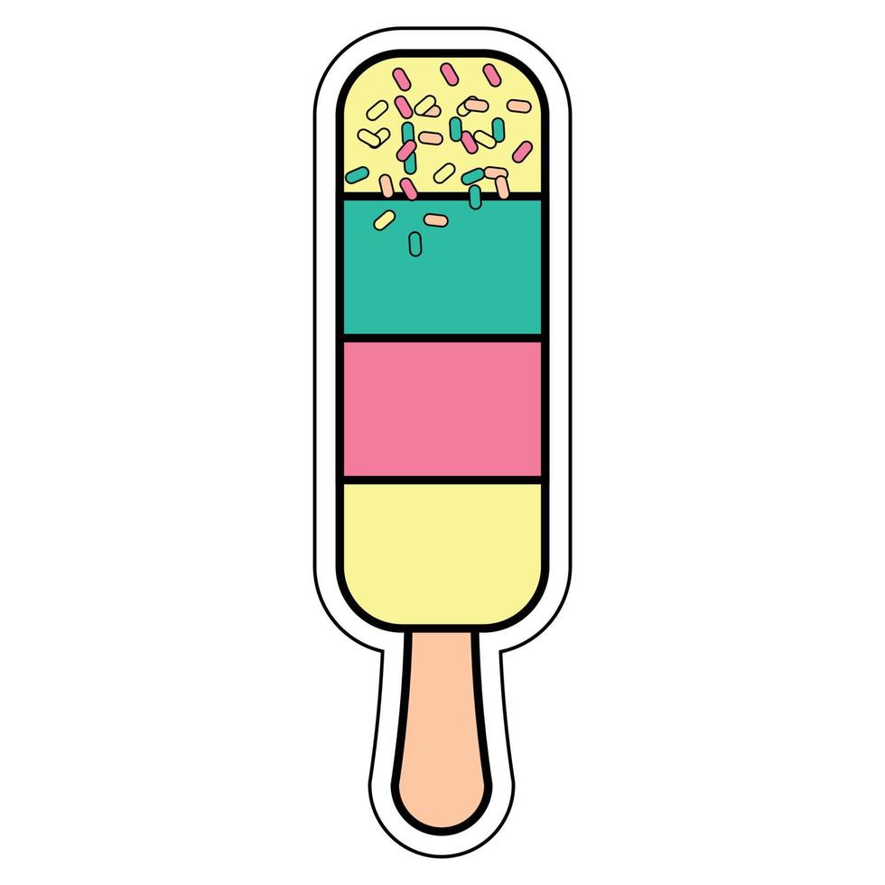 cute ice cream sticker grahphic vector