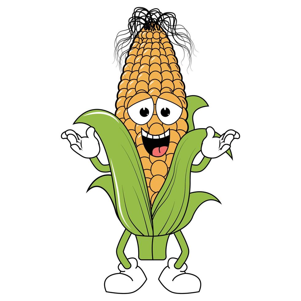 cute corn cartoon illustration graphic vector