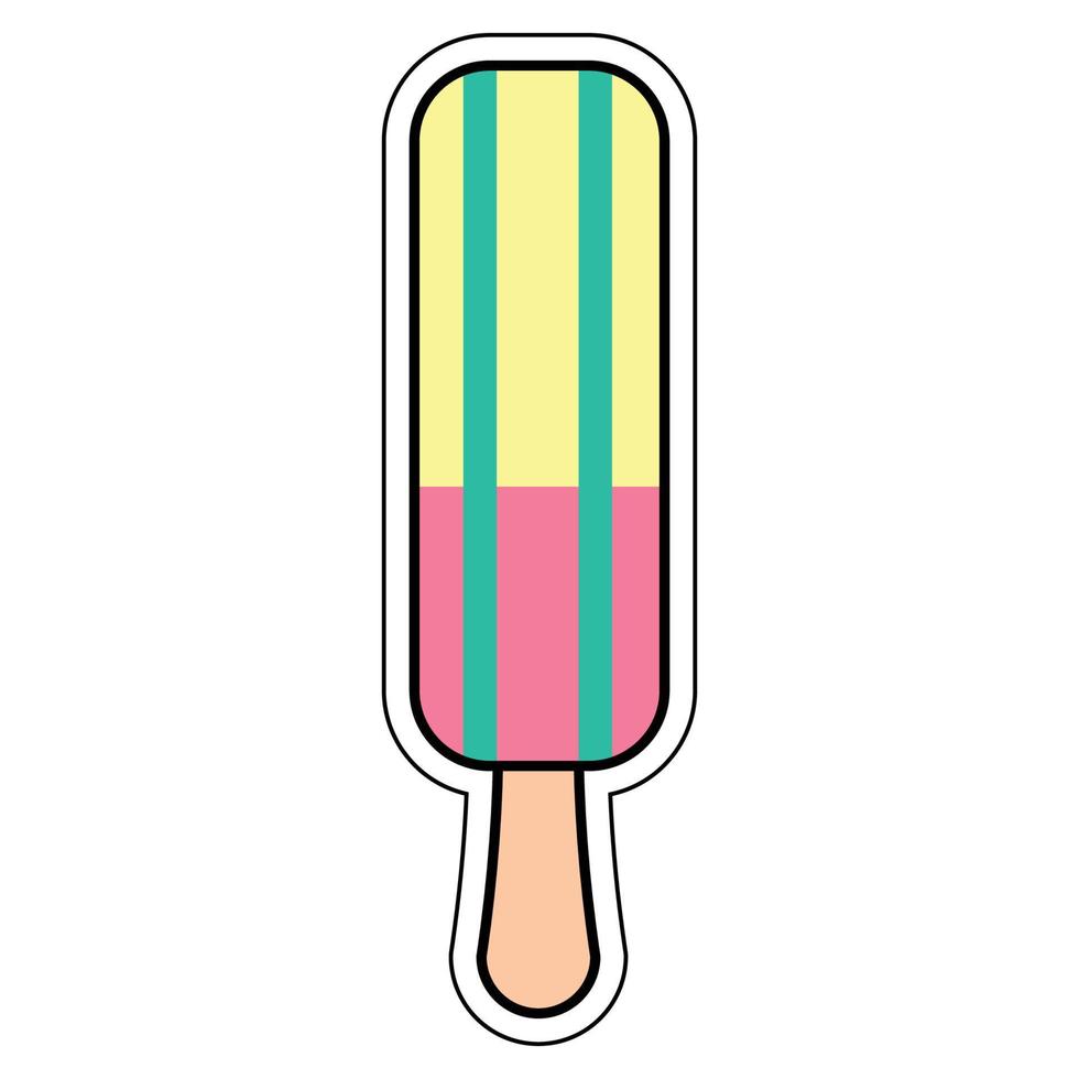 cute ice cream sticker grahphic vector