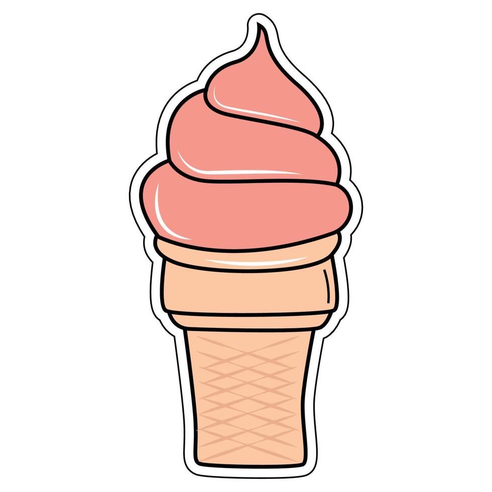 Linda pegatina de helado gráfico vector