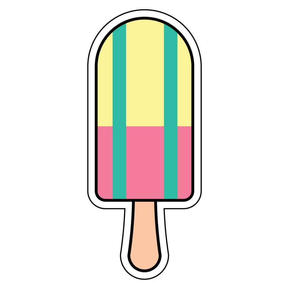 cute ice cream sticker grahphic vector