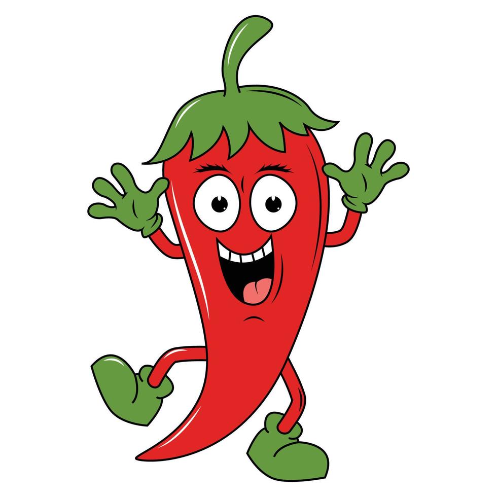 cute red chili cartoon graphic vector