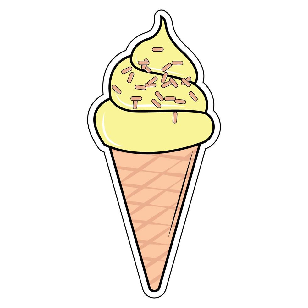 cute ice cream sticker grahphic vector