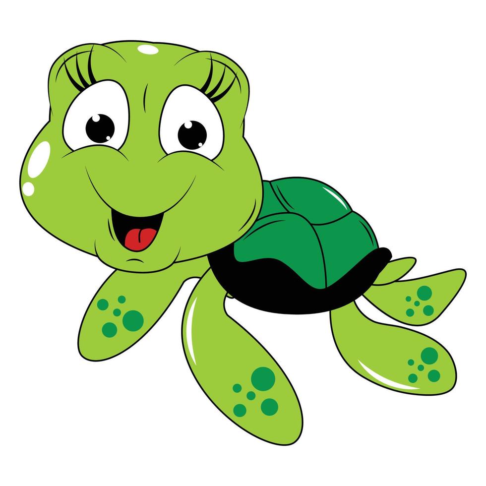 lindo, tortuga, animal, caricatura vector