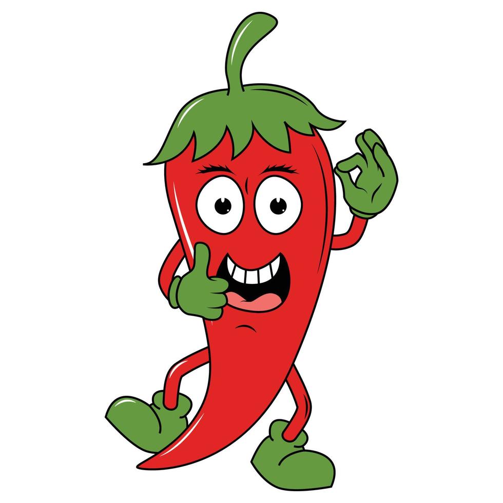 cute red chili cartoon graphic vector