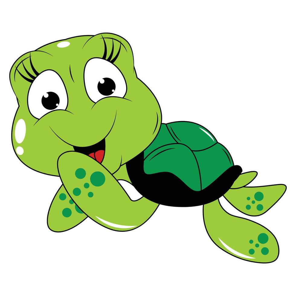 cute turtle animal cartoon vector