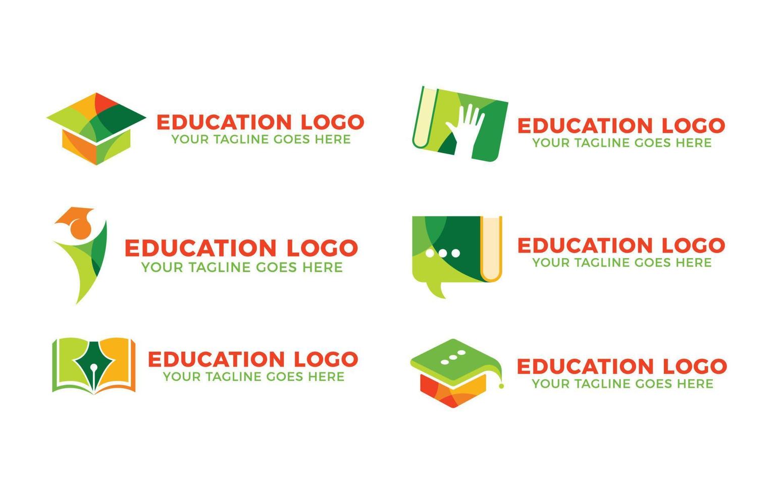 logotipo de educación abstracta y colección de símbolos vector