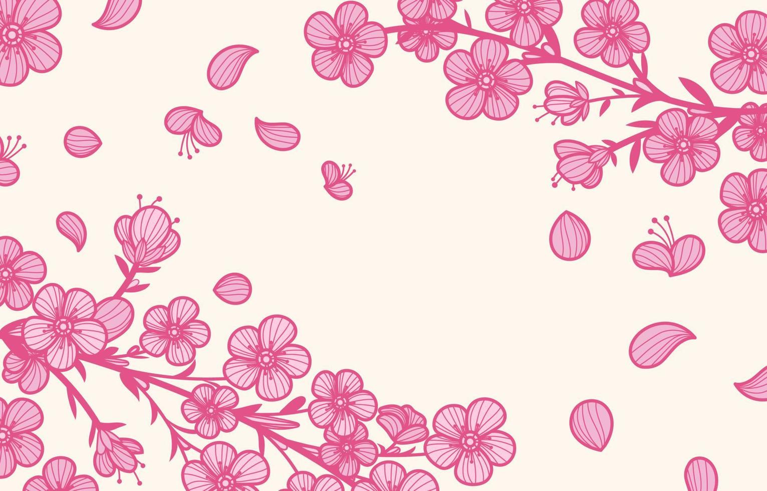 Hand Drawn Peach Blossom Background vector