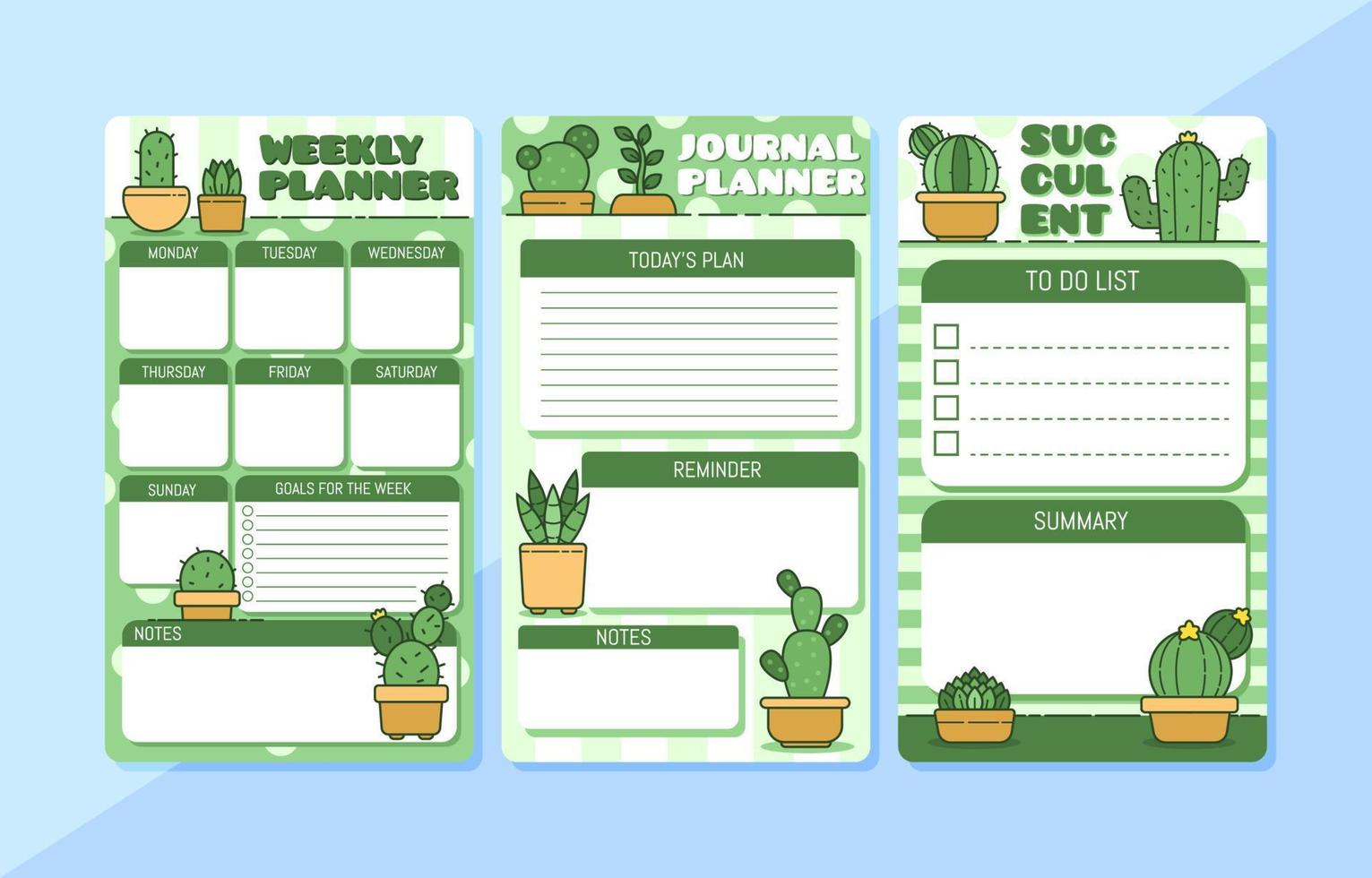 Cactus and Succulent Journal Table Page vector