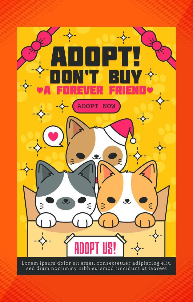 Cute Cats Adoption Poster vector