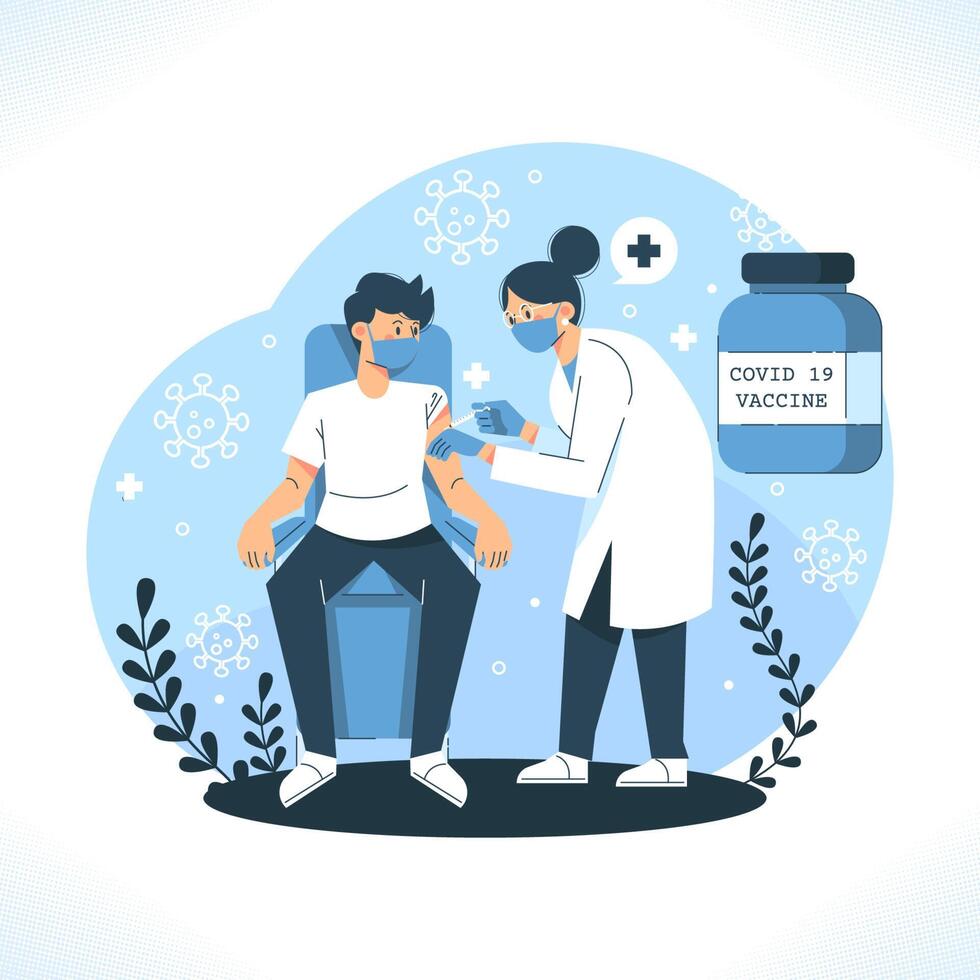 Patient During Coronavirus Vaccine Injection vector