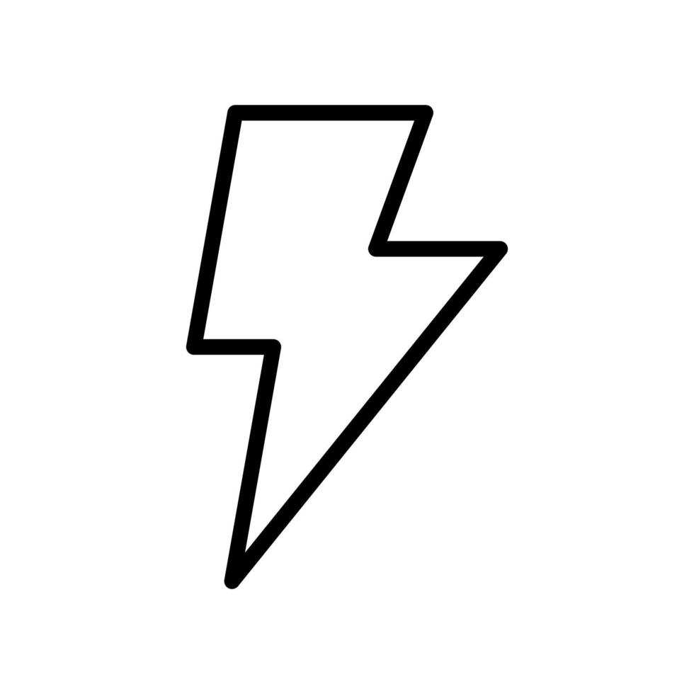 destello, relámpago, trueno, energía eléctrica, alto voltaje, icono de energía en el diseño de estilo de línea aislado en fondo blanco. trazo editable. vector