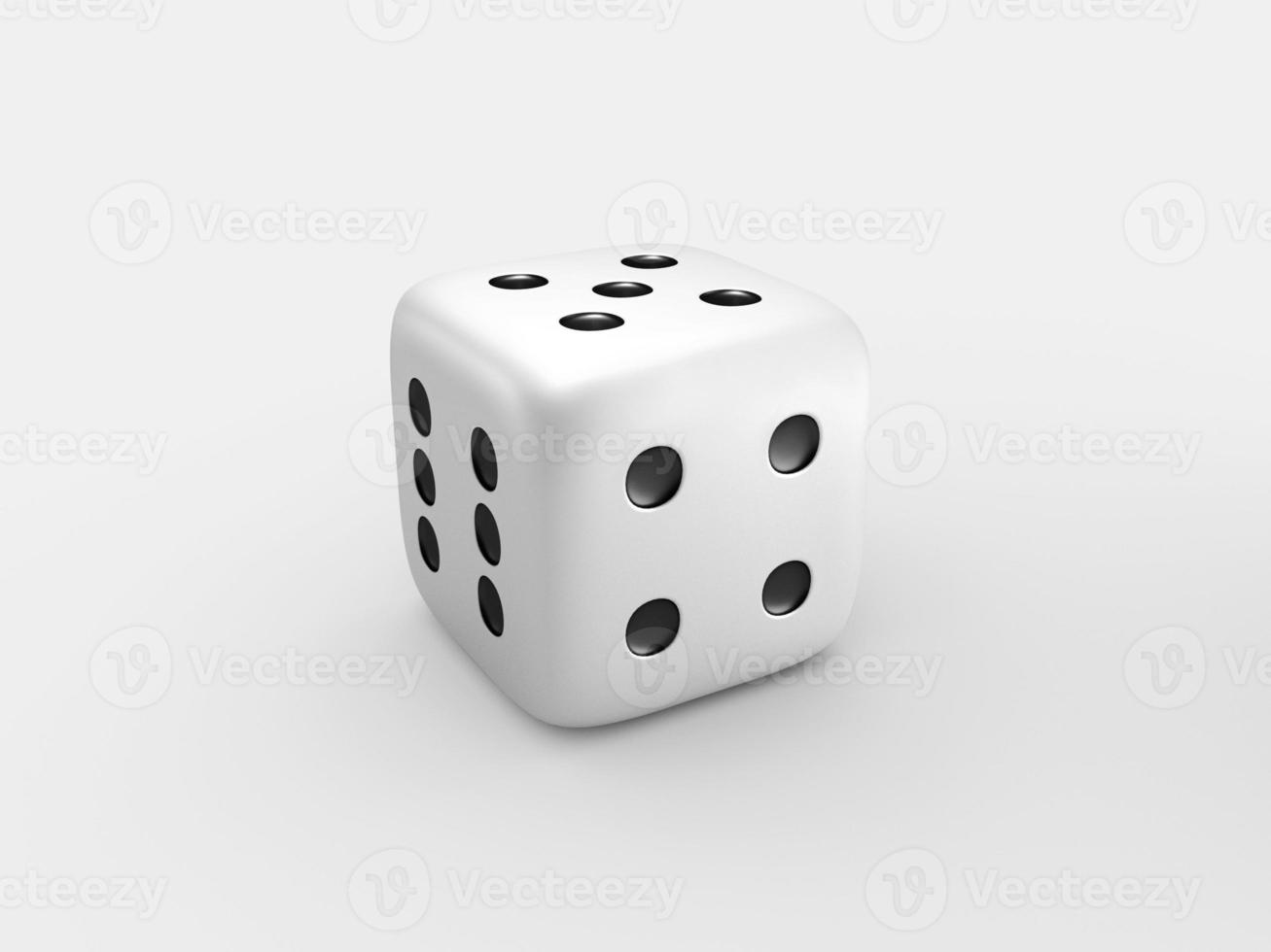 White dice isolated on white background. 3d render photo