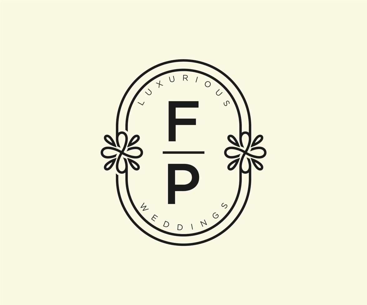 FP Initials letter Wedding monogram logos template, hand drawn modern minimalistic and floral templates for Invitation cards, Save the Date, elegant identity. vector