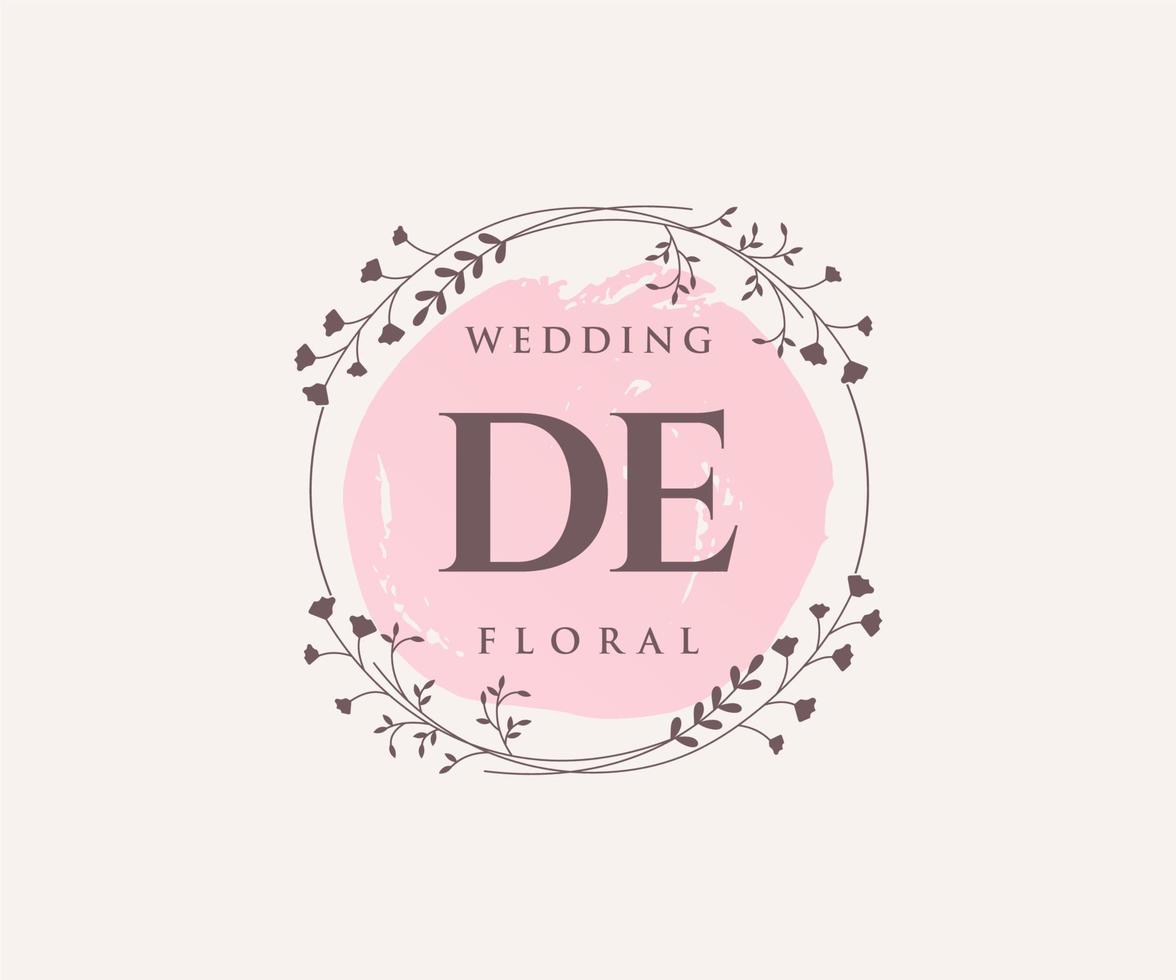 plantilla de logotipos de monograma de boda con letras iniciales, plantillas florales y minimalistas modernas dibujadas a mano para tarjetas de invitación, guardar la fecha, identidad elegante. vector