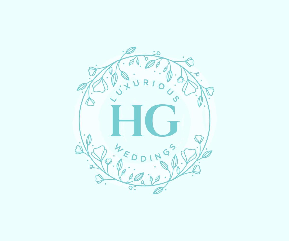 HG Initials letter Wedding monogram logos template, hand drawn modern minimalistic and floral templates for Invitation cards, Save the Date, elegant identity. vector