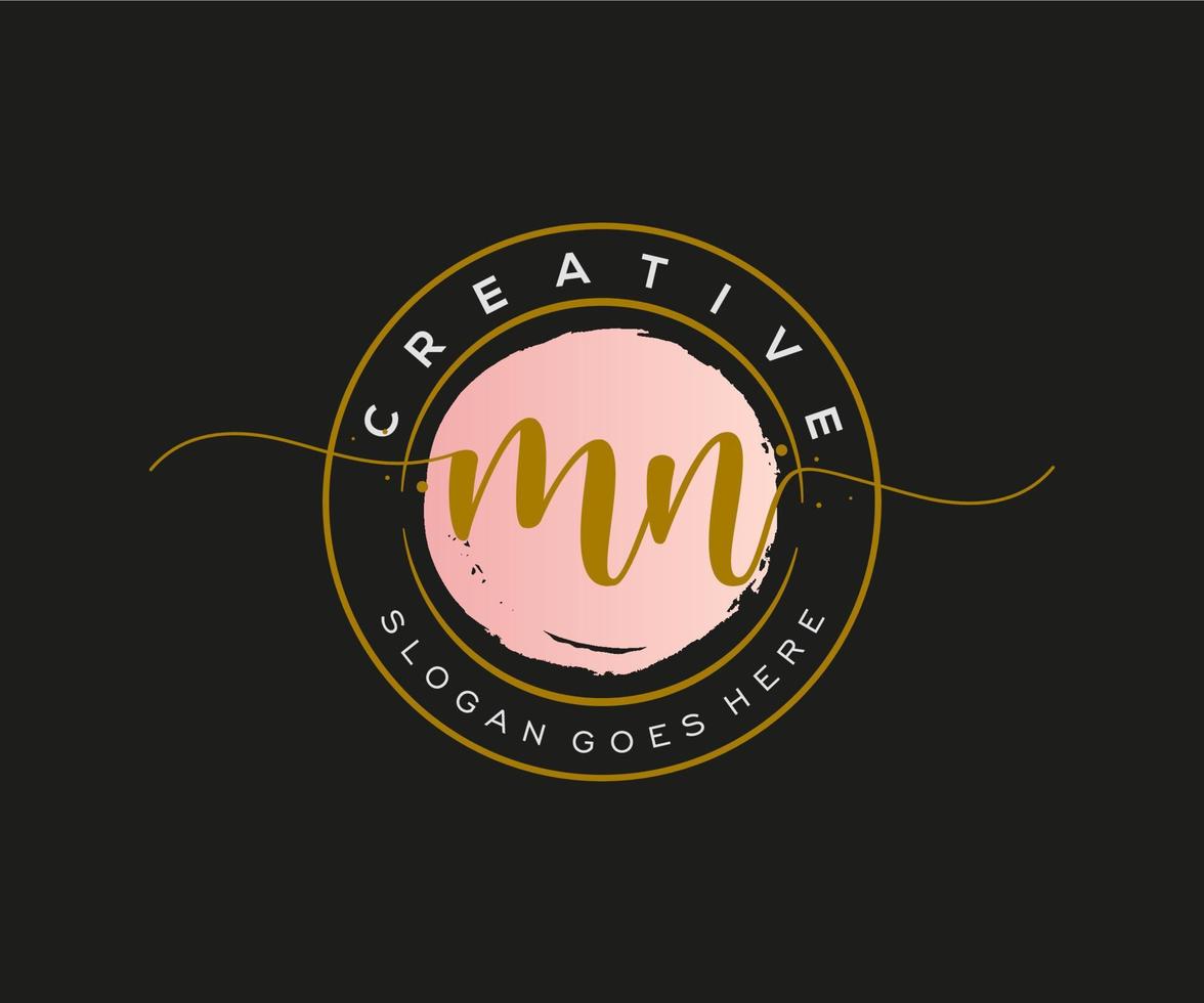 initial MN Feminine logo beauty monogram and elegant logo design, handwriting logo of initial signature, wedding, fashion, floral and botanical with creative template. vector