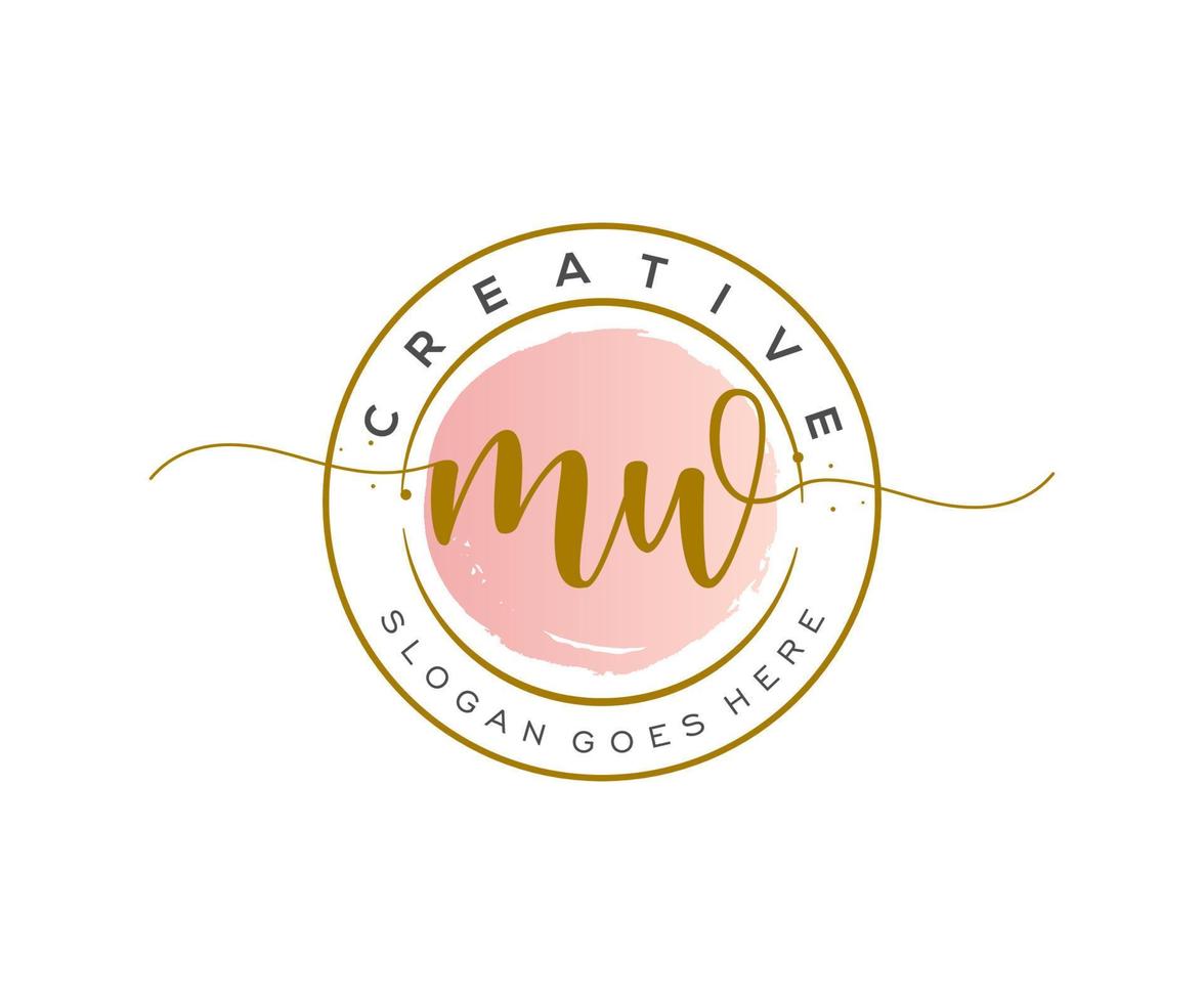 initial MW Feminine logo beauty monogram and elegant logo design, handwriting logo of initial signature, wedding, fashion, floral and botanical with creative template. vector