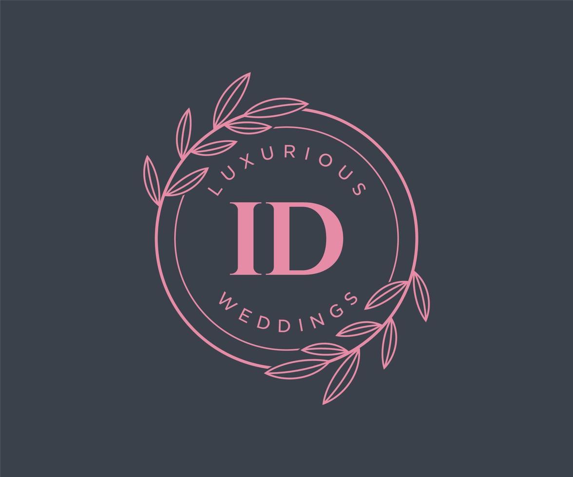 ID Initials letter Wedding monogram logos template, hand drawn modern minimalistic and floral templates for Invitation cards, Save the Date, elegant identity. vector