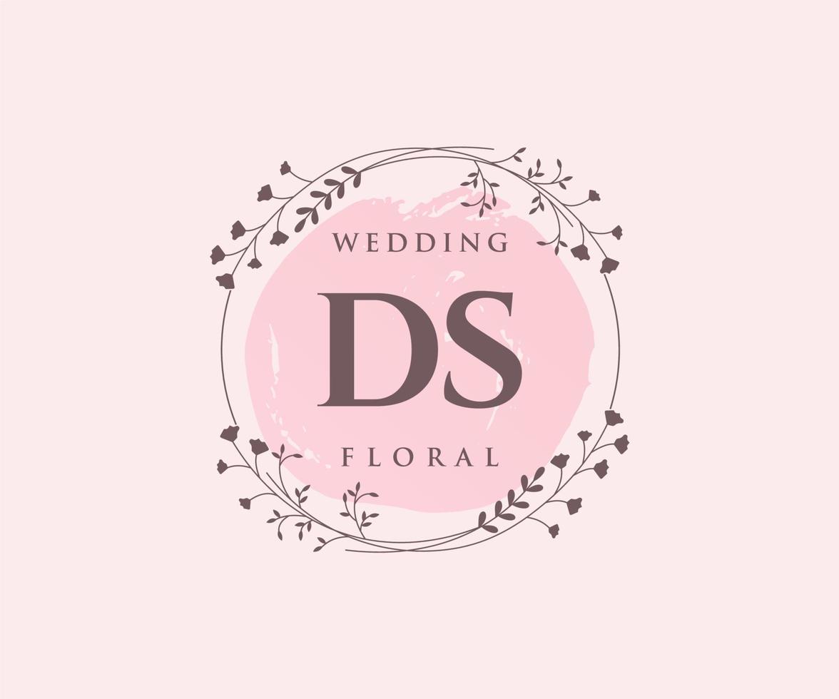 DS Initials letter Wedding monogram logos template, hand drawn modern minimalistic and floral templates for Invitation cards, Save the Date, elegant identity. vector