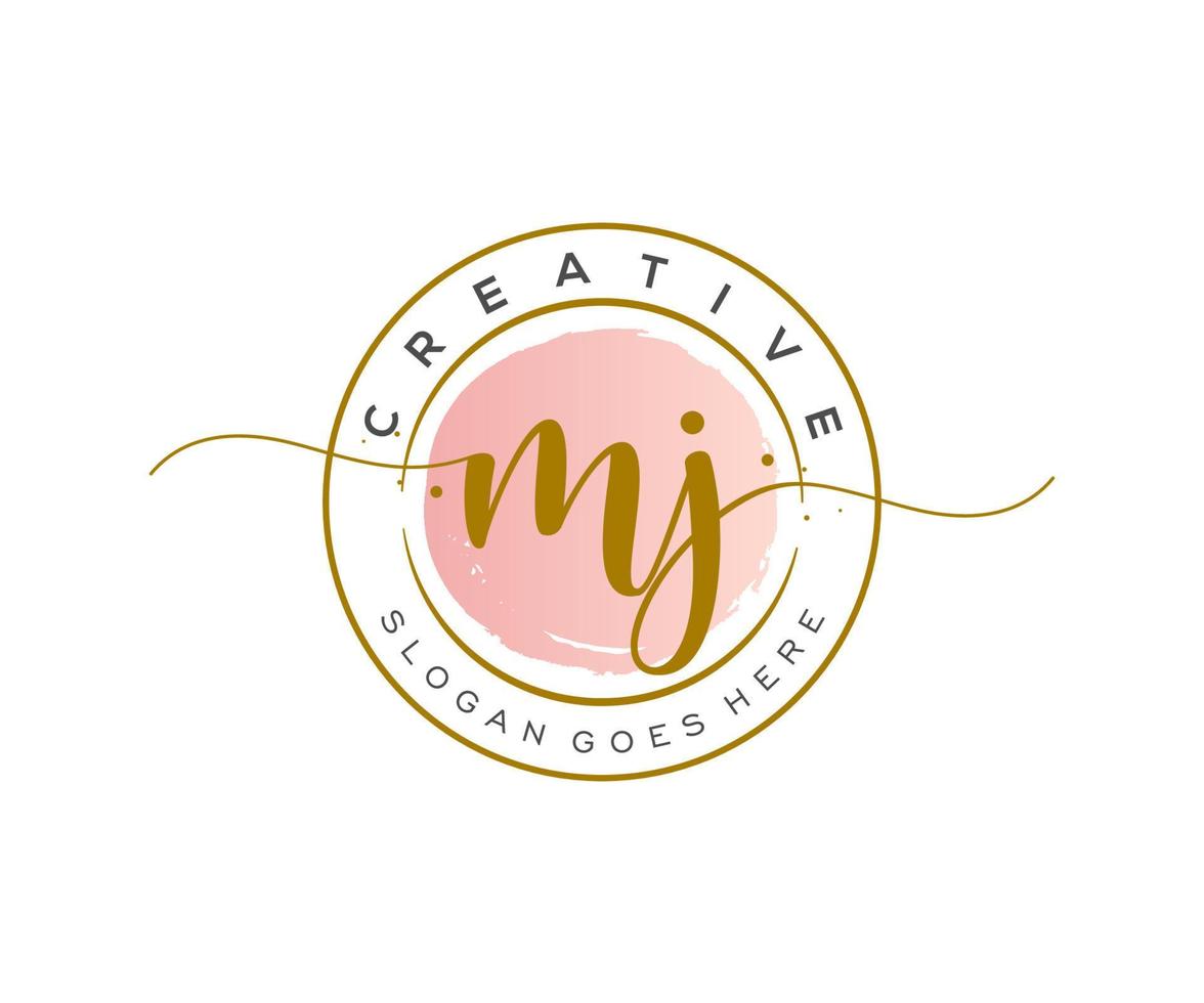 initial MJ Feminine logo beauty monogram and elegant logo design, handwriting logo of initial signature, wedding, fashion, floral and botanical with creative template. vector