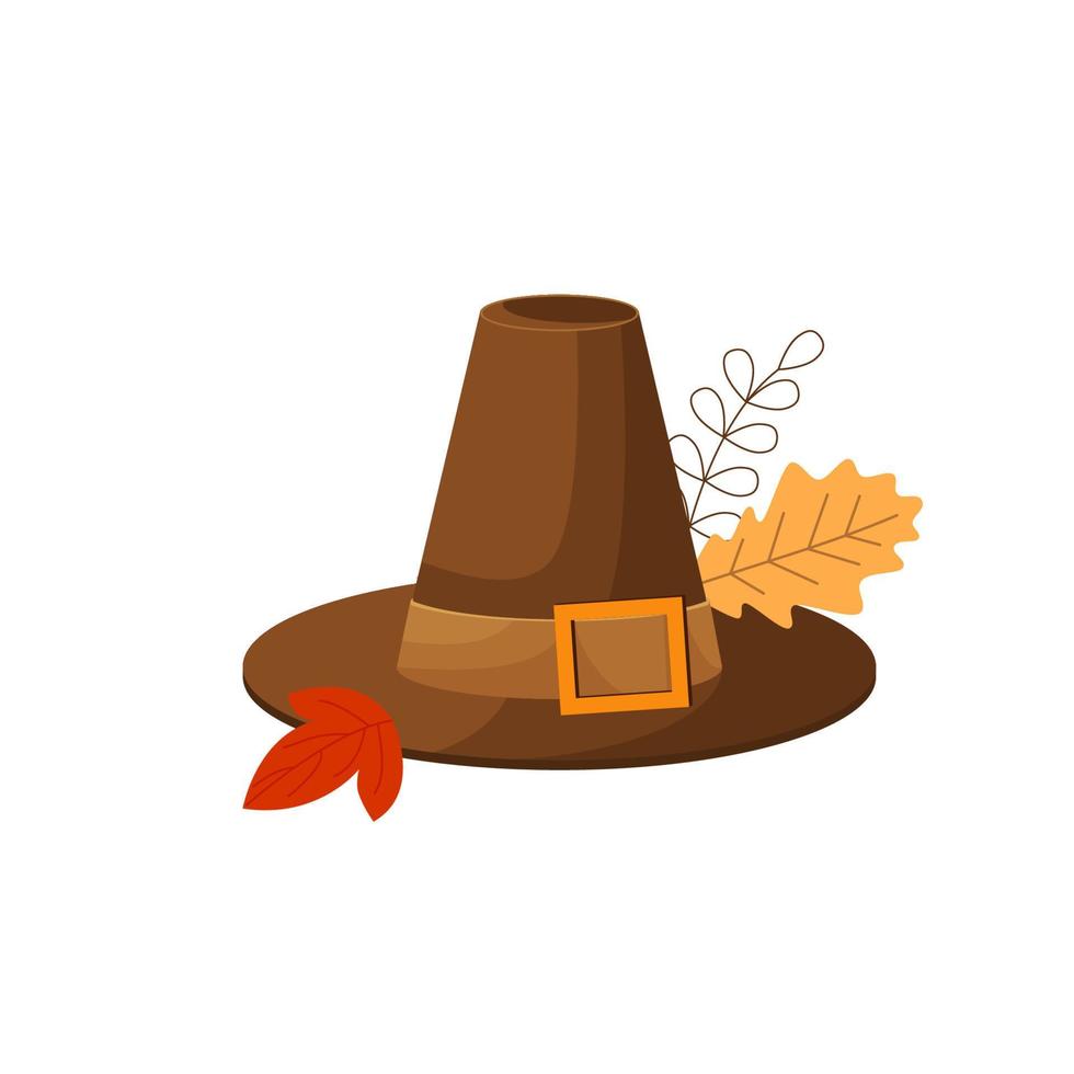 Pilgrim hat. Thanksgiving symbol. Isolated flat vector. vector