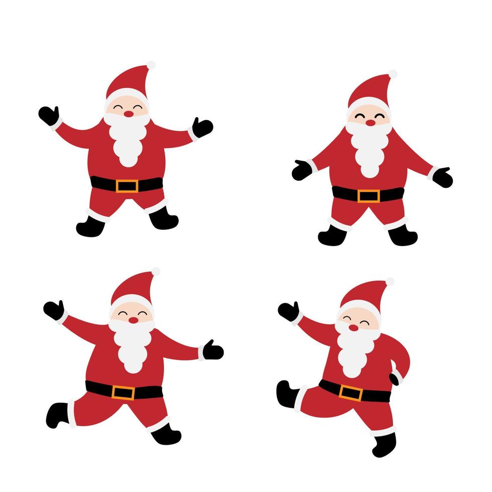 Set Santa claus on white background. Vector illustration for retro christmas card. ESP 10