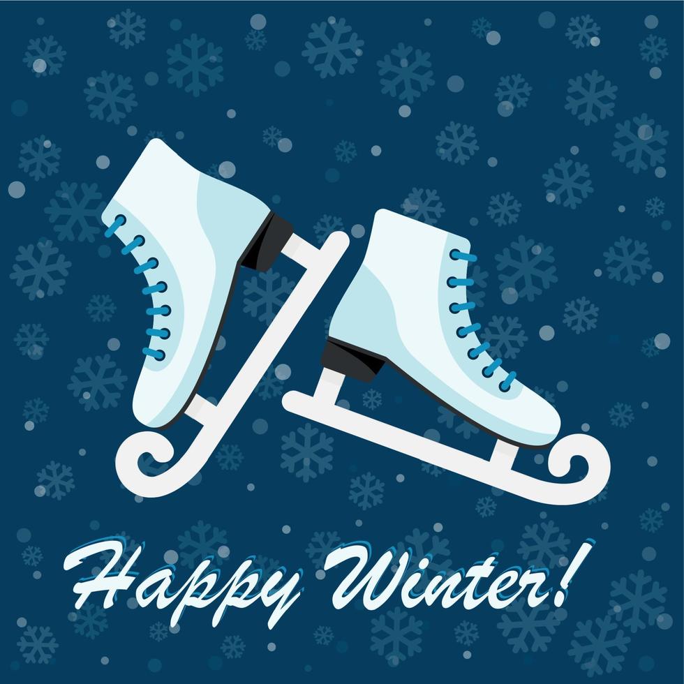 Vector illustration banner hello witer with skates