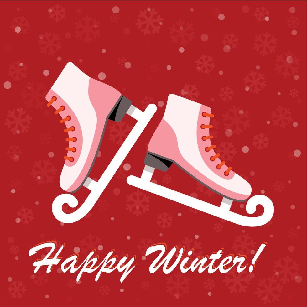 Vector illustration banner hello witer with skates