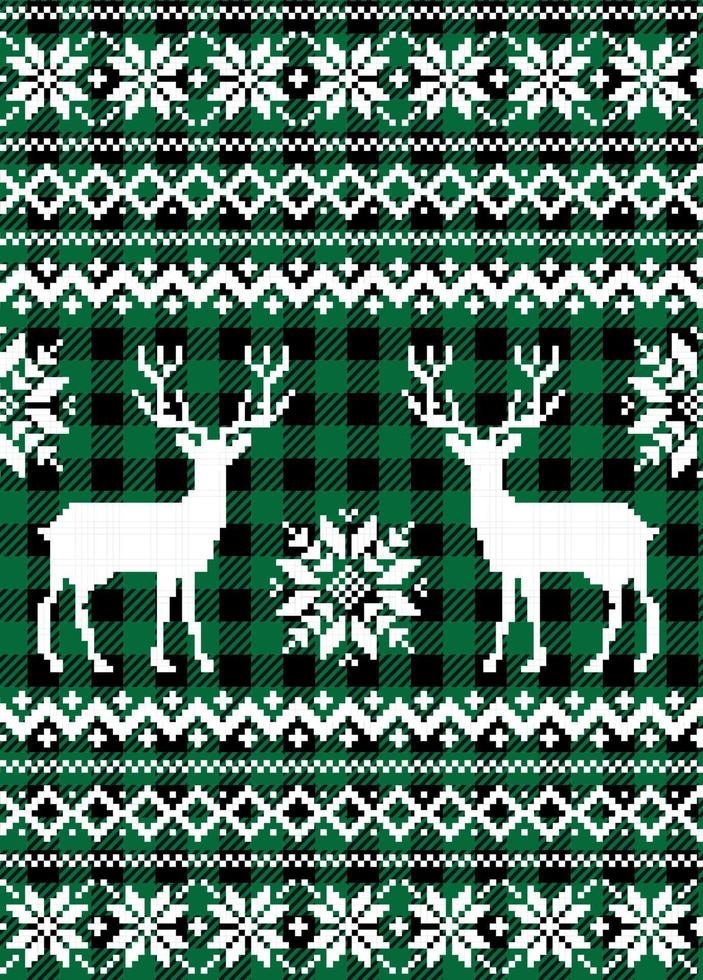 Christmas and New Year pattern at Buffalo Plaid. Festive background for design and print vector