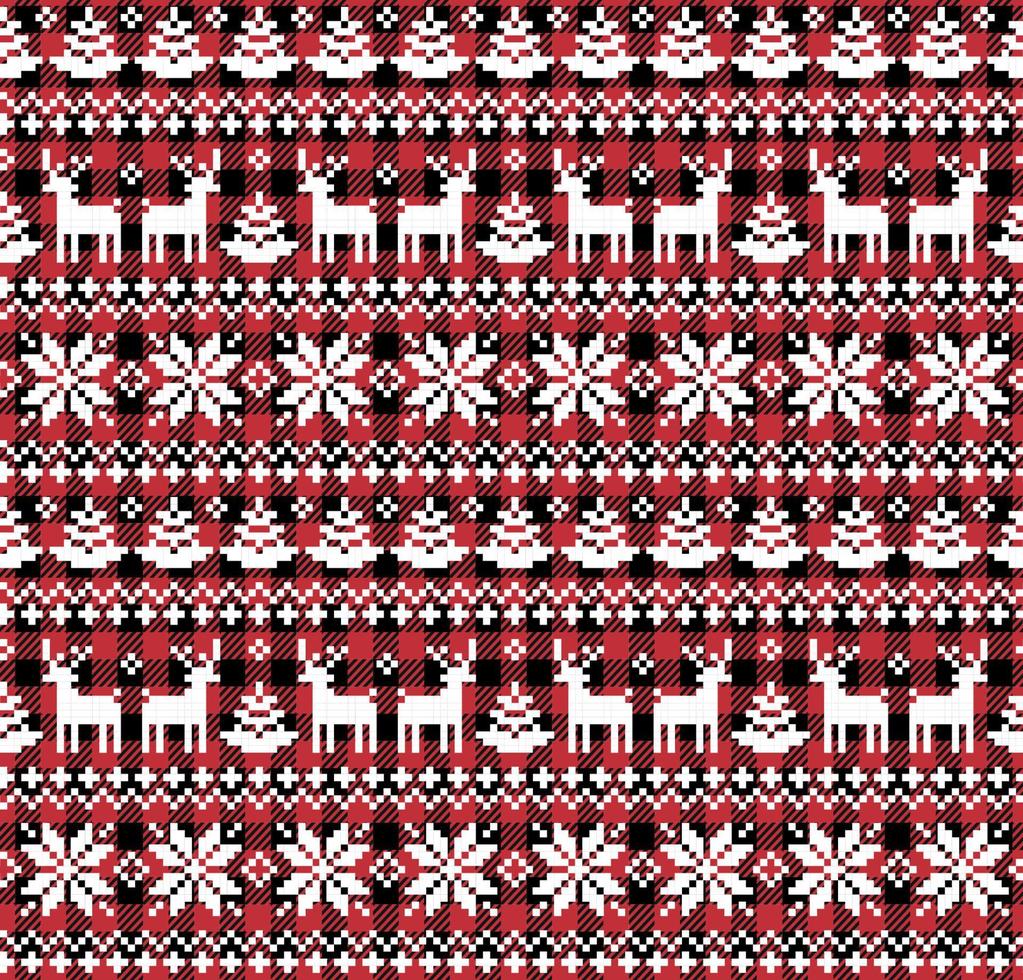 Christmas and New Year pattern at Buffalo Plaid. Festive background for design and print vector
