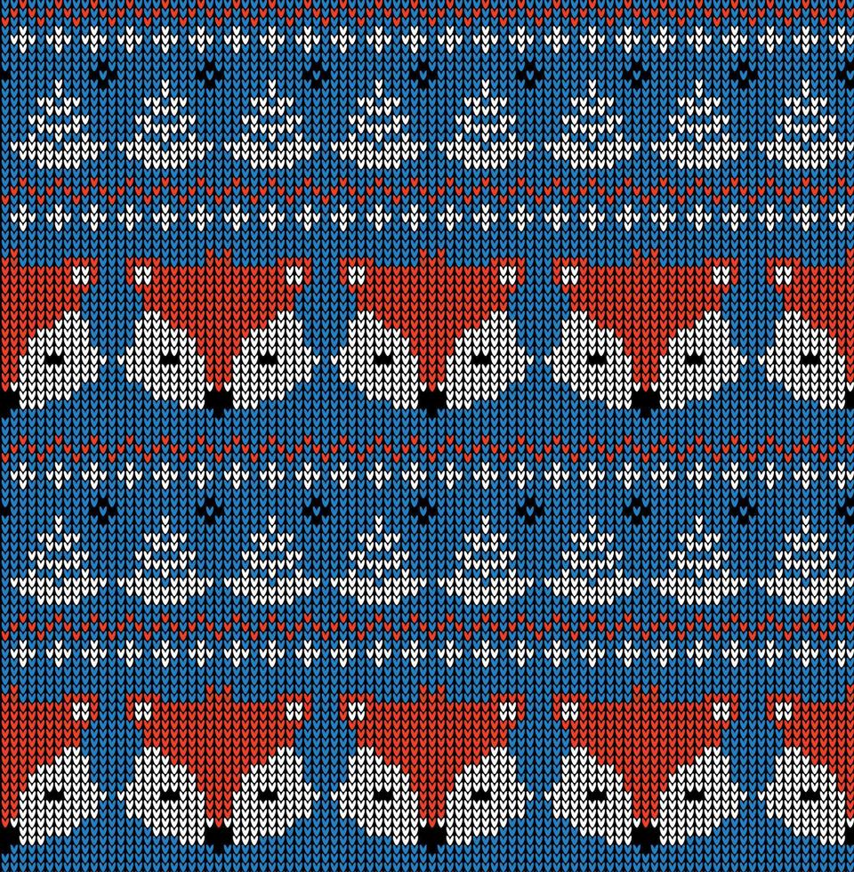 New Year's Christmas pattern knitted with foxes vector illustration eps