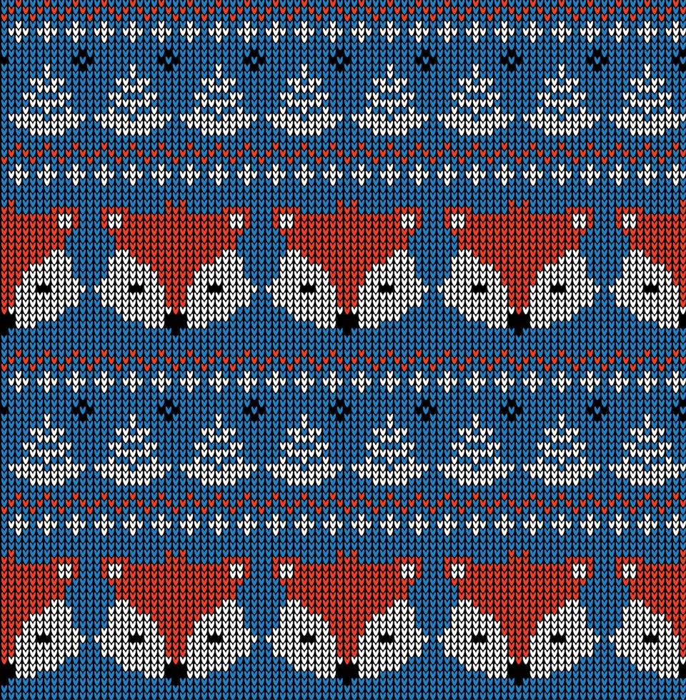 New Year's Christmas pattern knitted with foxes vector illustration eps