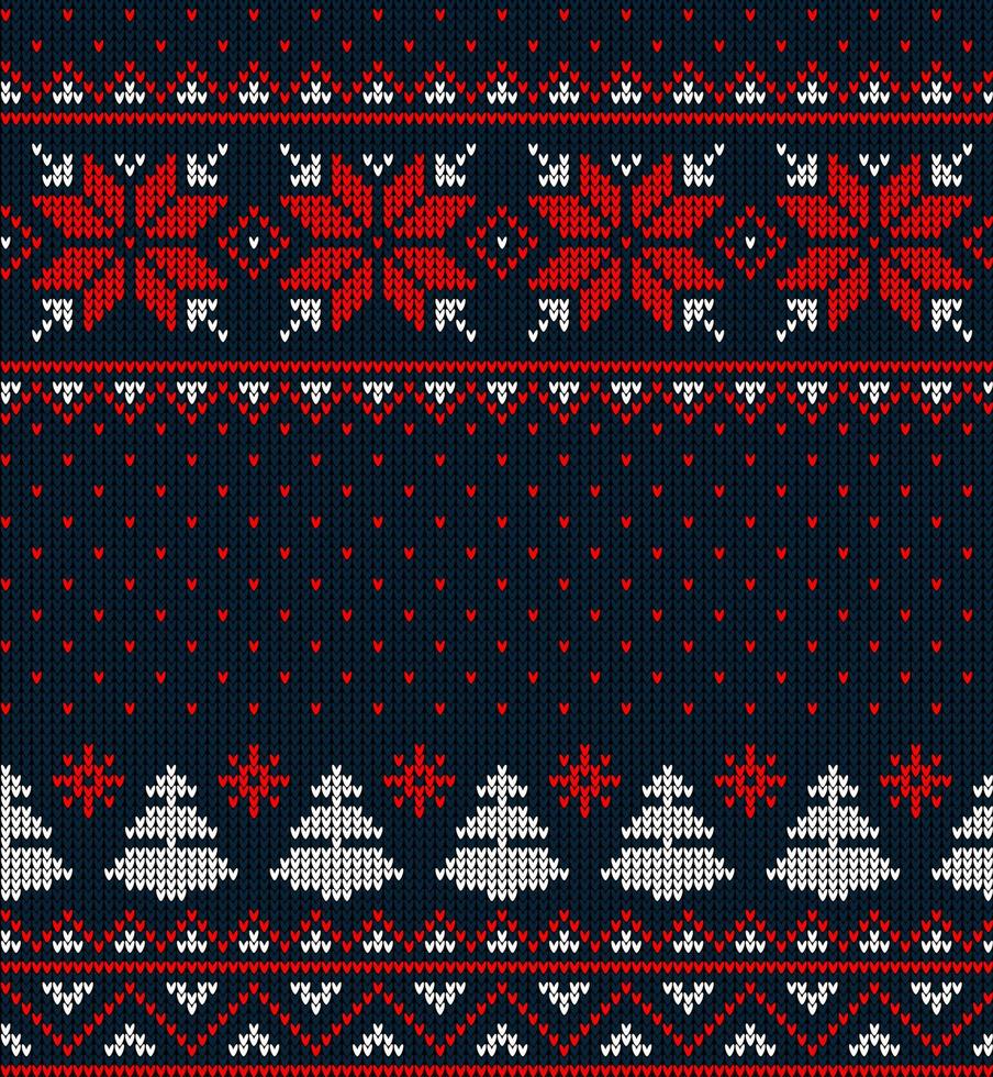 Knitted Christmas and New Year pattern in cow. Wool Knitting Sweater Design. Wallpaper wrapping paper textile print. vector