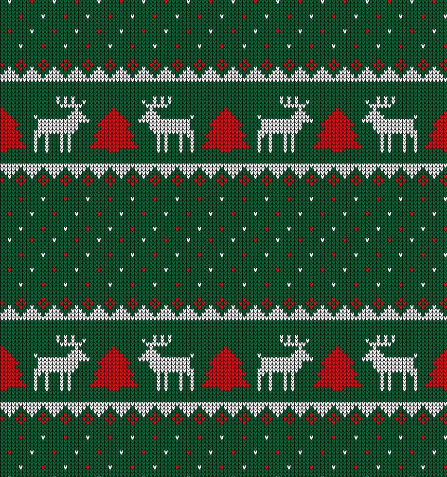 Knitted Christmas and New Year pattern in cow. Wool Knitting Sweater Design. Wallpaper wrapping paper textile print. vector
