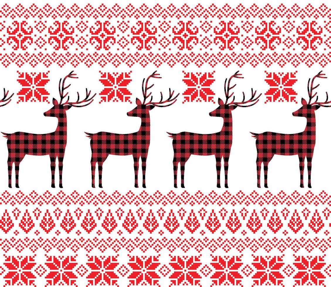 Christmas and New Year pattern at Buffalo Plaid. Festive background for design and print vector