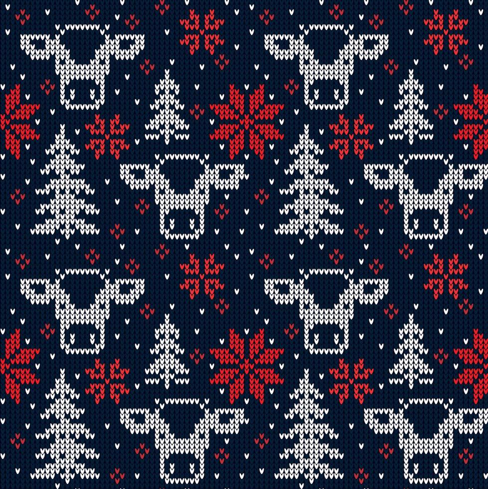 patrón de punto de navidad y año nuevo en vaca. diseño de suéter de punto de lana. papel de envolver papel estampado textil. eps 10 vector
